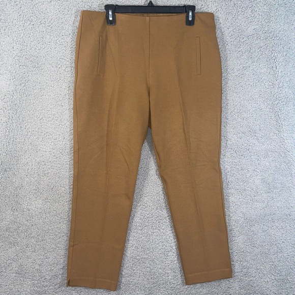 Chico's Pants Womens 2.5 Brown Flat Front Slash Pockets Straight Casual Career - Picture 1 of 15